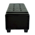 Banc de rangement ottoman en similicuir noir, 50,5 L x 19,5 l x 17 H