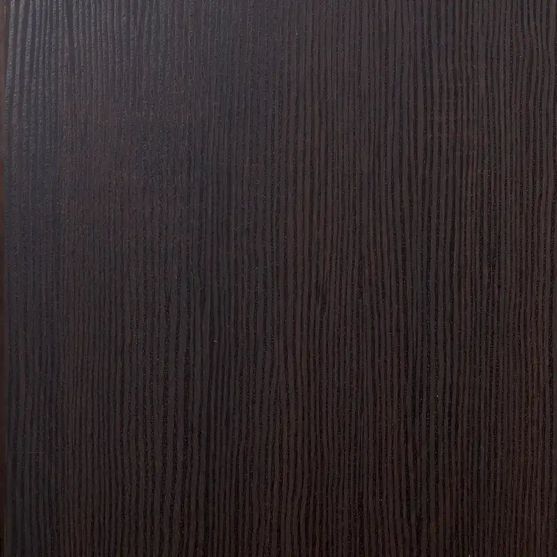 Bahut de cuisine moderne brun foncé avec portes coulissantes en verre et étagère réglable