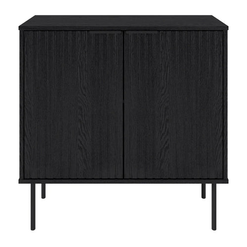Meuble buffet 2 portes avec motif cannelé et pieds en métal noir