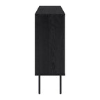 Meuble buffet 2 portes avec motif cannelé et pieds en métal noir