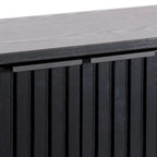 Meuble buffet 2 portes avec motif cannelé et pieds en métal noir