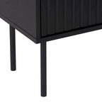 Meuble buffet 2 portes avec motif cannelé et pieds en métal noir