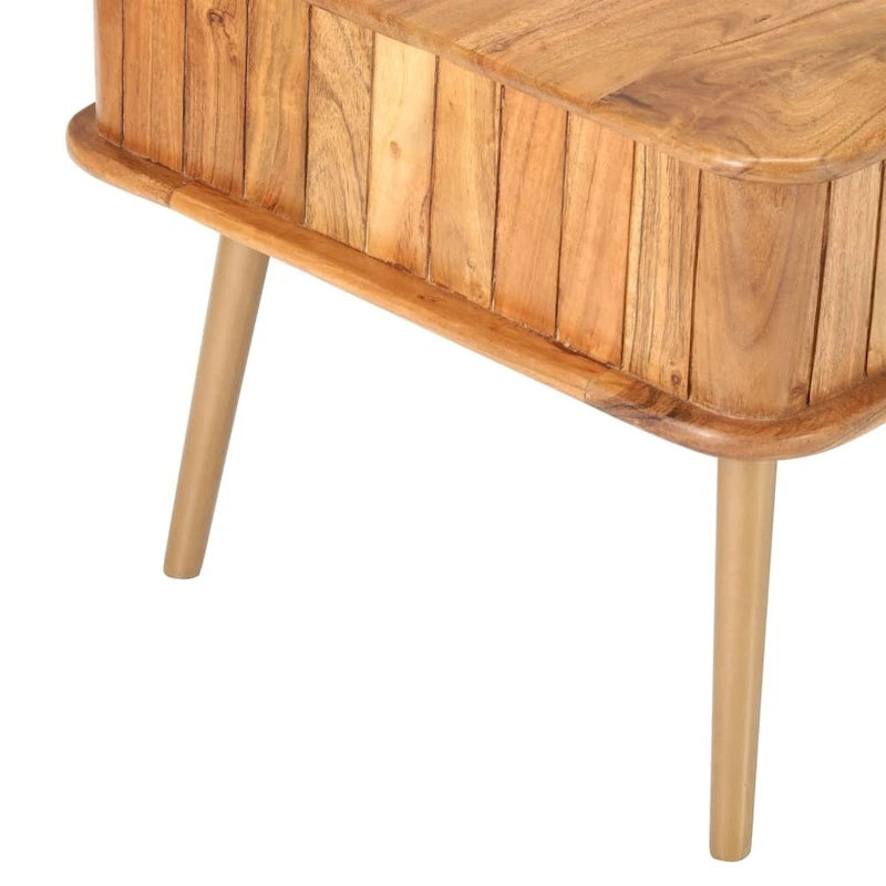 Table basse en bois d'acacia massif 39.4x19.7x15.7 avec pieds en fer et tiroir