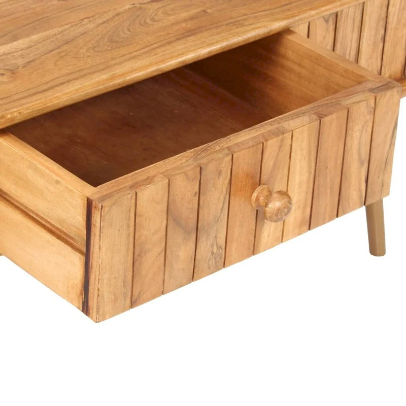 Table basse en bois d'acacia massif 39.4x19.7x15.7 avec pieds en fer et tiroir