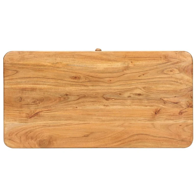 Table basse en bois d'acacia massif 39.4x19.7x15.7 avec pieds en fer et tiroir