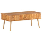 Table basse en bois d'acacia massif 39.4x19.7x15.7 avec pieds en fer et tiroir