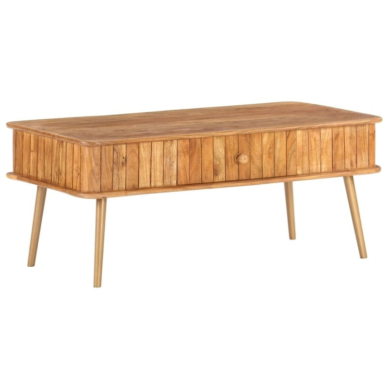 Table basse en bois d'acacia massif 39.4x19.7x15.7 avec pieds en fer et tiroir