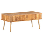Table basse en bois d'acacia massif 39.4x19.7x15.7 avec pieds en fer et tiroir