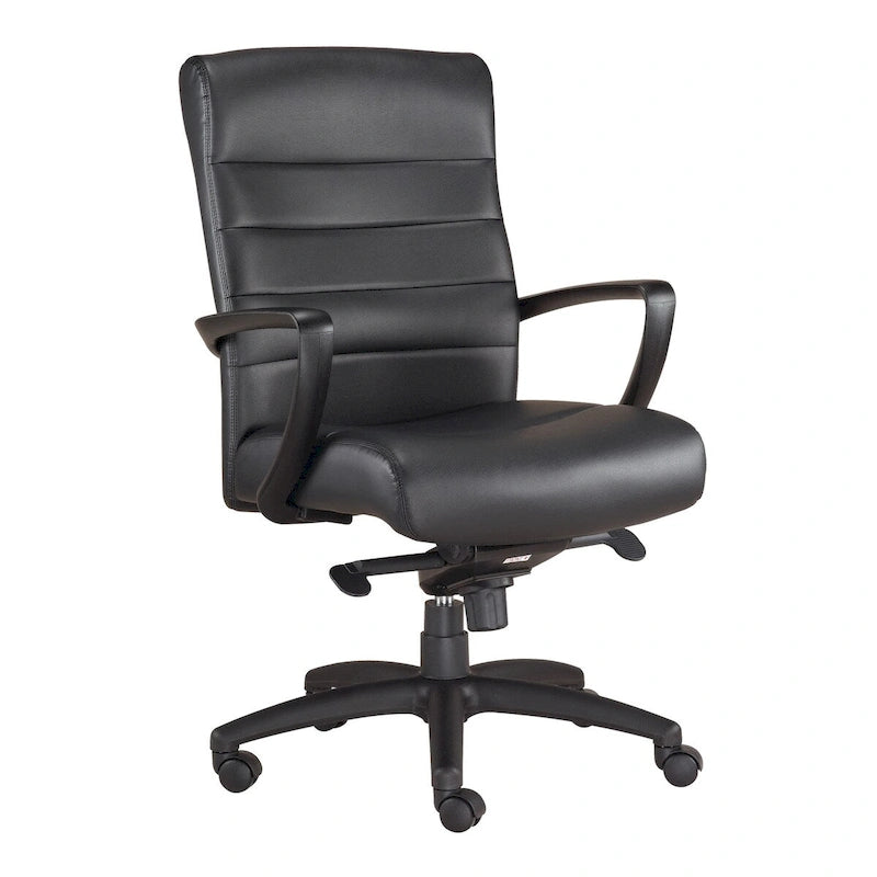Fauteuil de bureau en cuir reconstitué avec mécanisme à bascule centrée et assise en cascade, 113 kg
