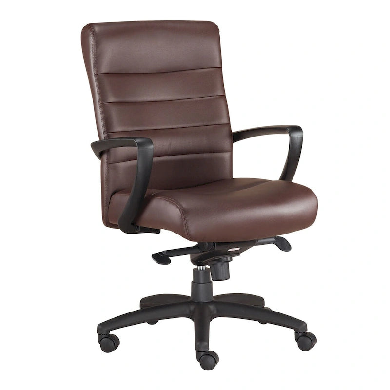 Fauteuil de bureau en cuir reconstitué avec mécanisme à bascule centrée et assise en cascade, 113 kg