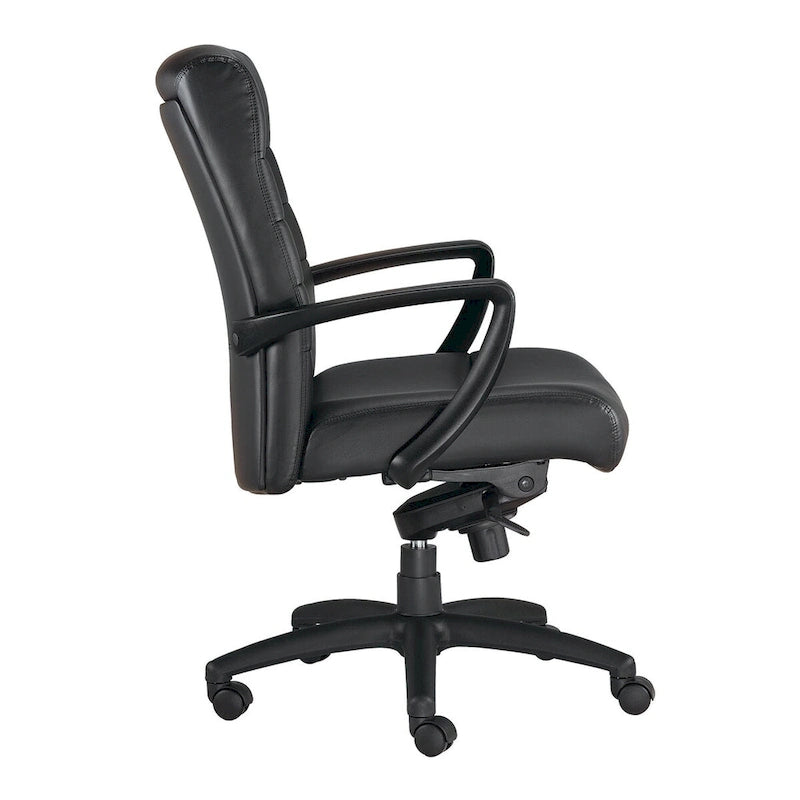 Fauteuil de bureau en cuir reconstitué avec mécanisme à bascule centrée et assise en cascade, 113 kg