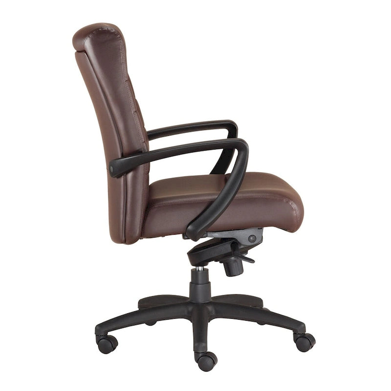 Fauteuil de bureau en cuir reconstitué avec mécanisme à bascule centrée et assise en cascade, 113 kg