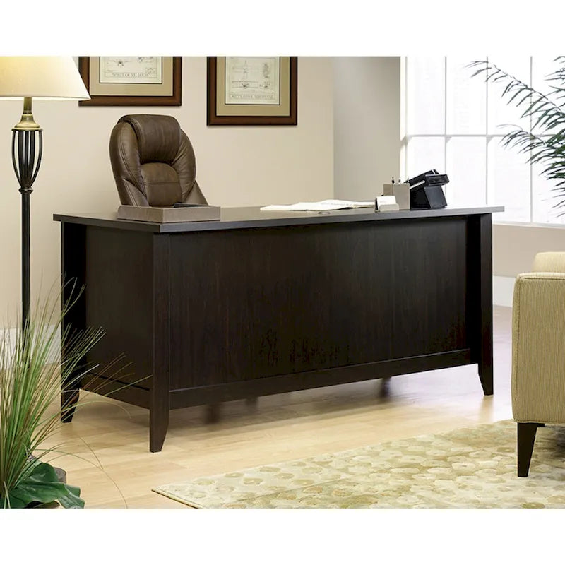 Bureau de direction avec panneau coulissant pour clavier et finition bois de Jamocha
