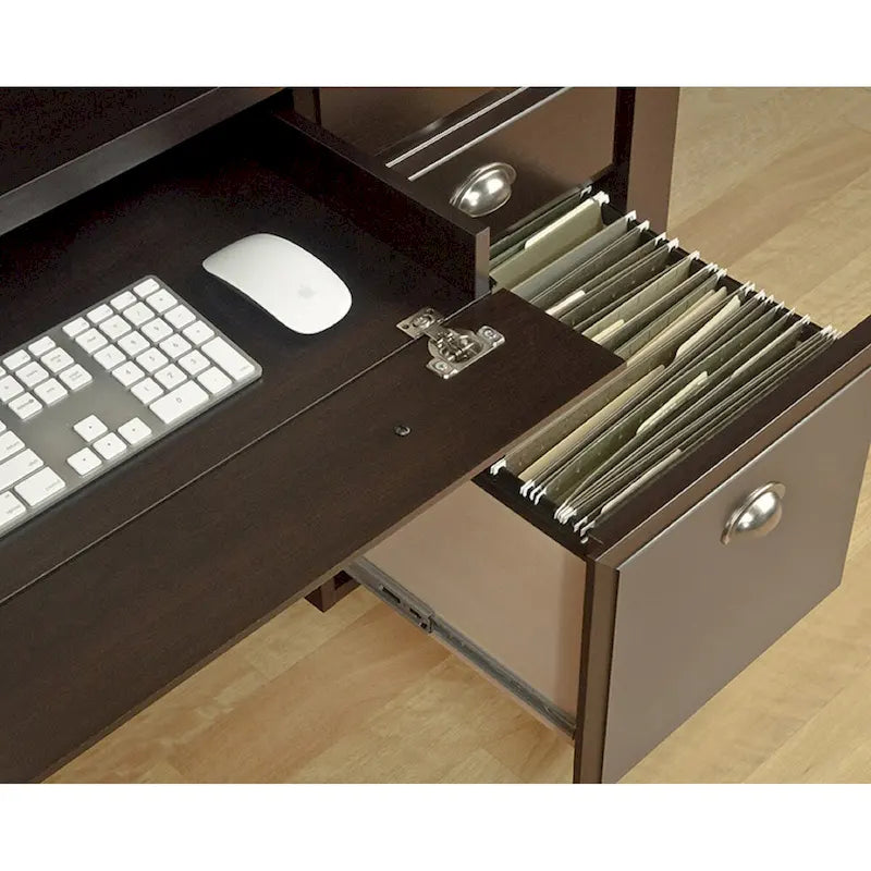 Bureau de direction avec panneau coulissant pour clavier et finition bois de Jamocha