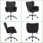 Chaise de bureau en similicuir avec accoudoirs rembourrés, pivotante à 360°, capacité de 136 kg