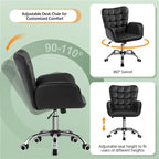 Chaise de bureau en similicuir avec accoudoirs rembourrés, pivotante à 360°, capacité de 136 kg