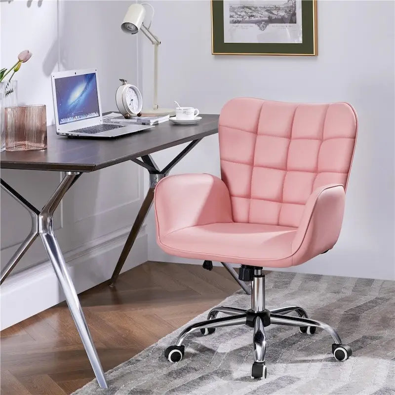Chaise de bureau en similicuir avec accoudoirs rembourrés, pivotante à 360°, capacité de 136 kg