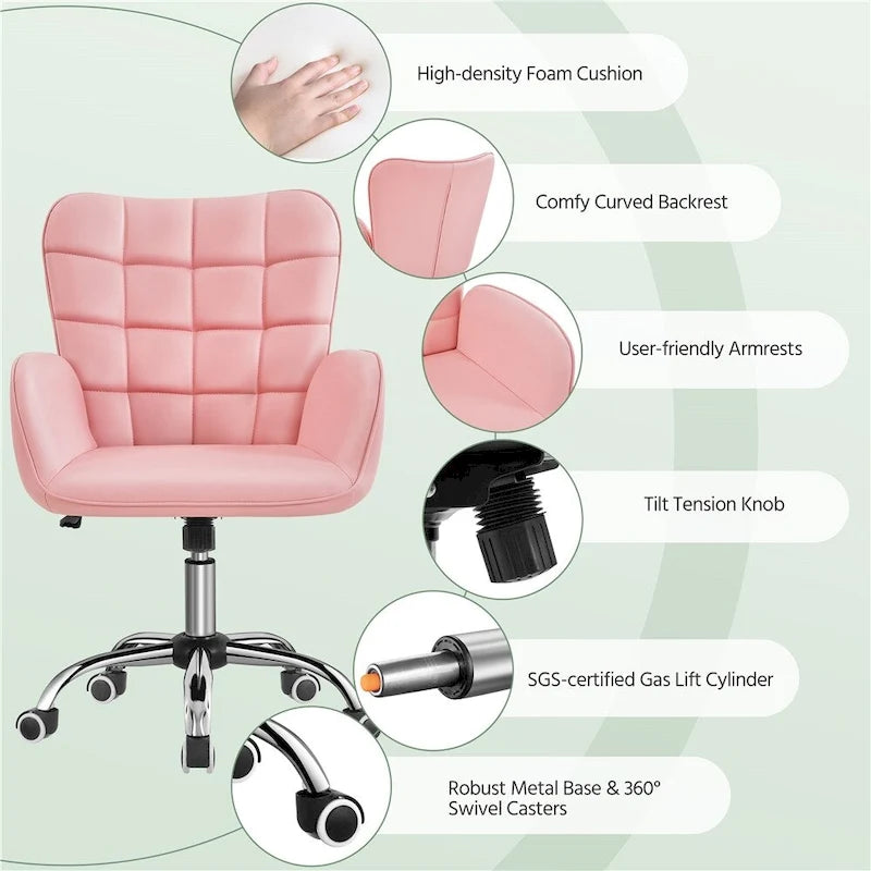 Chaise de bureau en similicuir avec accoudoirs rembourrés, pivotante à 360°, capacité de 136 kg