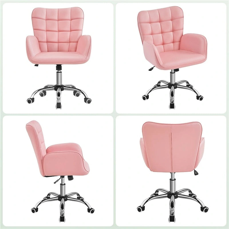 Chaise de bureau en similicuir avec accoudoirs rembourrés, pivotante à 360°, capacité de 136 kg