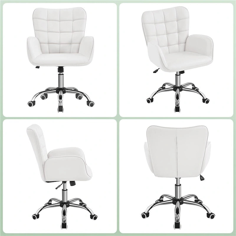 Chaise de bureau en similicuir avec accoudoirs rembourrés, pivotante à 360°, capacité de 136 kg