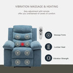 Fauteuil inclinable électrique avec massage, chauffage et inclinaison à 160°, revêtement en velours