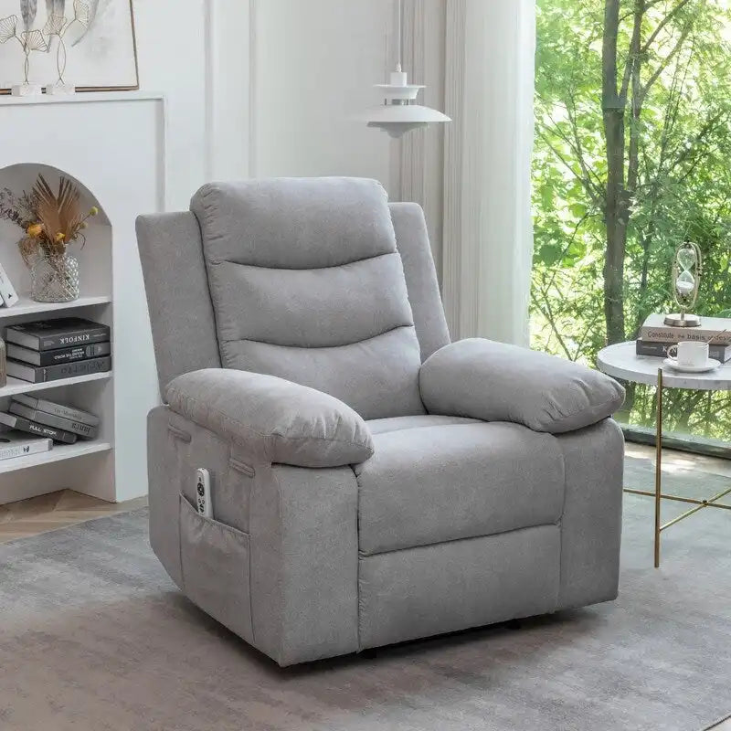 Fauteuil inclinable électrique avec massage, chauffage et inclinaison à 160°, revêtement en velours