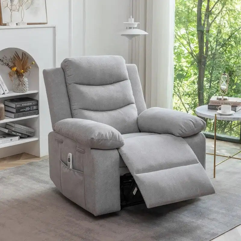 Fauteuil inclinable électrique avec massage, chauffage et inclinaison à 160°, revêtement en velours