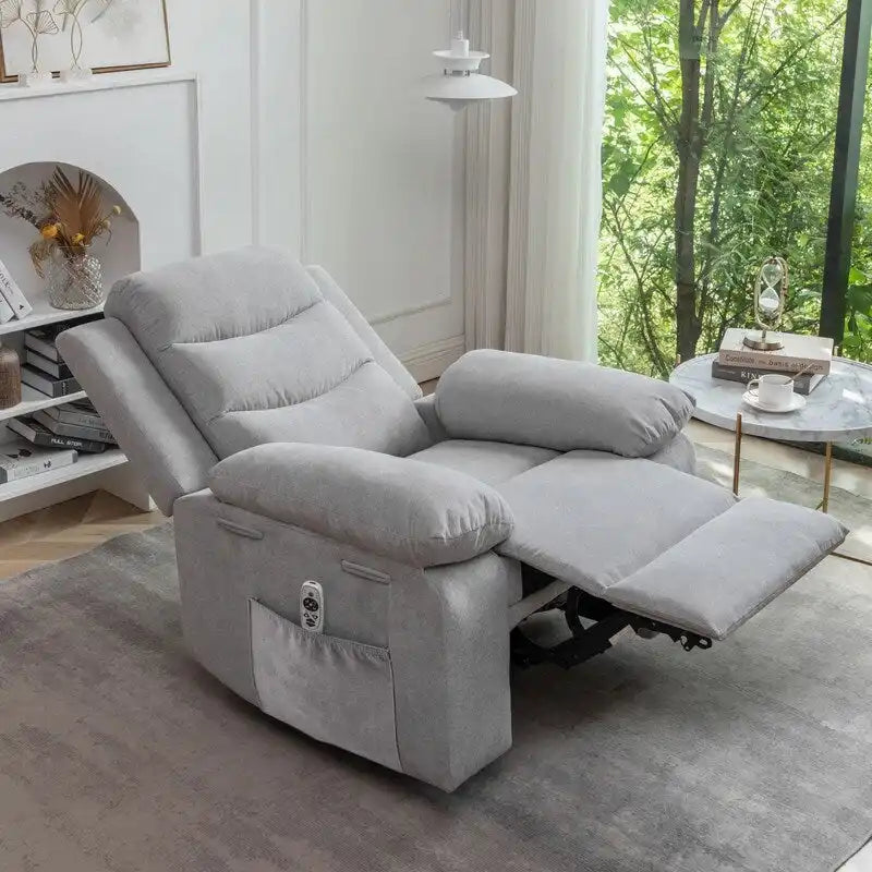 Fauteuil inclinable électrique avec massage, chauffage et inclinaison à 160°, revêtement en velours