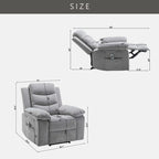 Fauteuil inclinable électrique avec massage, chauffage et inclinaison à 160°, revêtement en velours