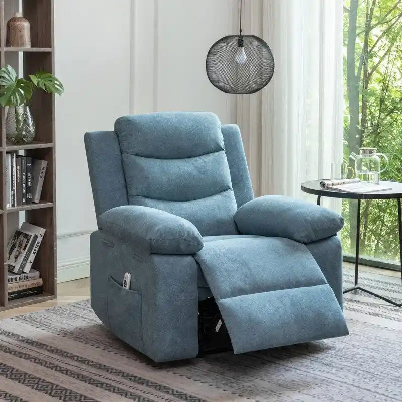 Fauteuil inclinable électrique avec massage, chauffage et inclinaison à 160°, revêtement en velours