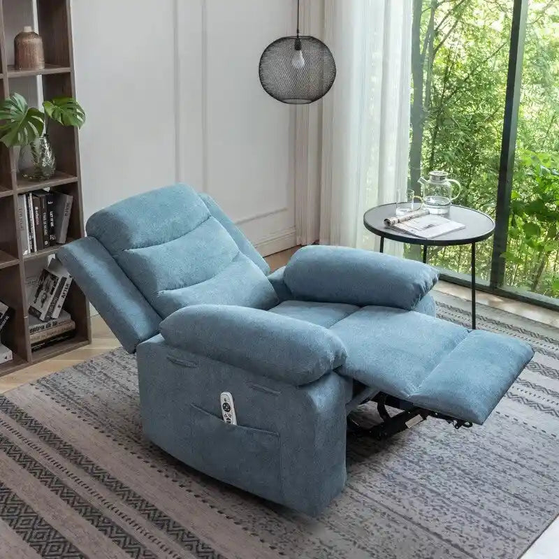 Fauteuil inclinable électrique avec massage, chauffage et inclinaison à 160°, revêtement en velours