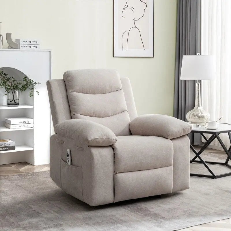 Fauteuil inclinable électrique avec massage, chauffage et inclinaison à 160°, revêtement en velours