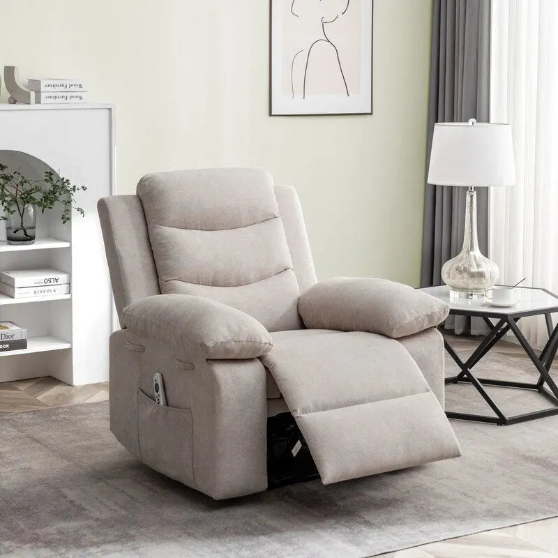 Fauteuil inclinable électrique avec massage, chauffage et inclinaison à 160°, revêtement en velours