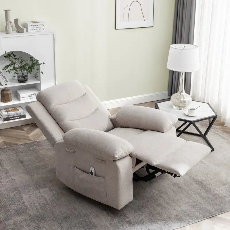 Fauteuil inclinable électrique avec massage, chauffage et inclinaison à 160°, revêtement en velours