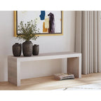 Banc de 51 pouces en bois de manguier massif, finition sable blanc, capacité de 136 kg