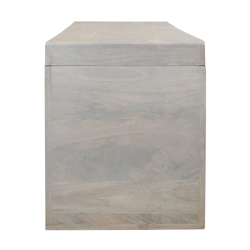 Banc de 51 pouces en bois de manguier massif, finition sable blanc, capacité de 136 kg
