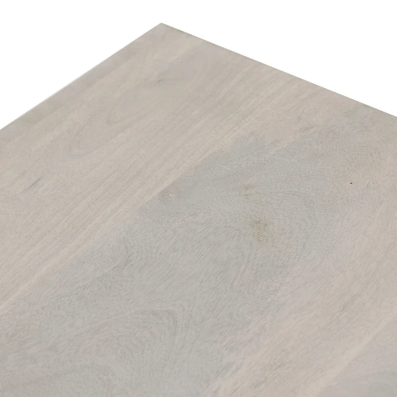 Banc de 51 pouces en bois de manguier massif, finition sable blanc, capacité de 136 kg