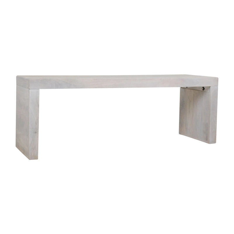 Banc de 51 pouces en bois de manguier massif, finition sable blanc, capacité de 136 kg