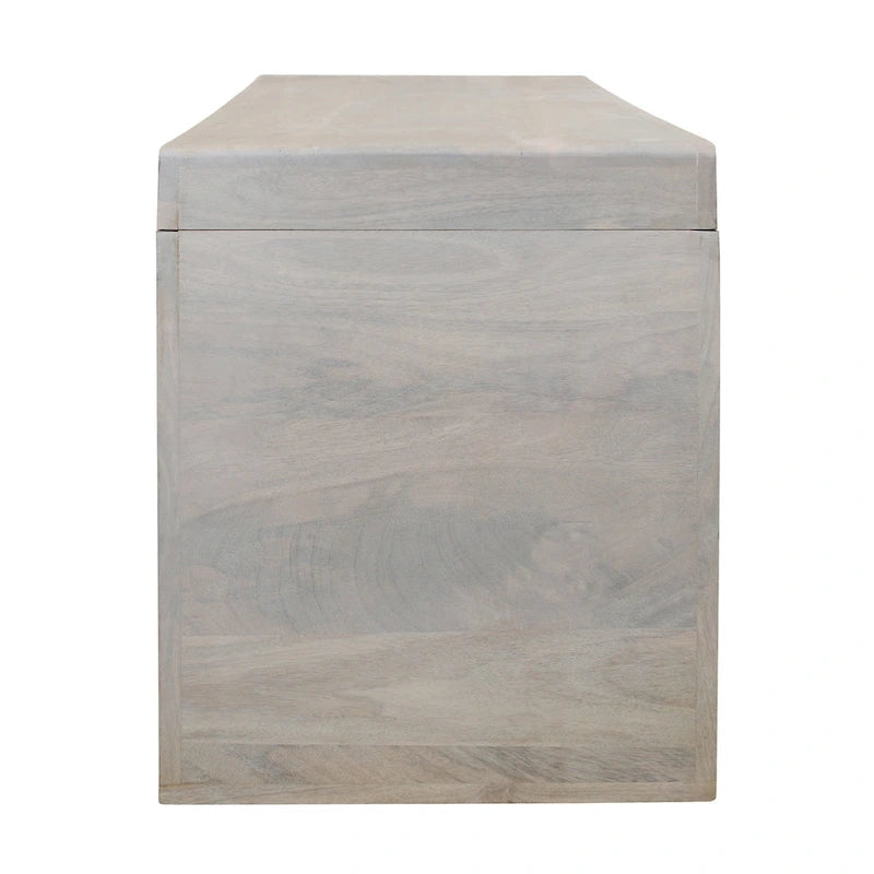 Banc de 51 pouces en bois de manguier massif, finition sable blanc, capacité de 136 kg