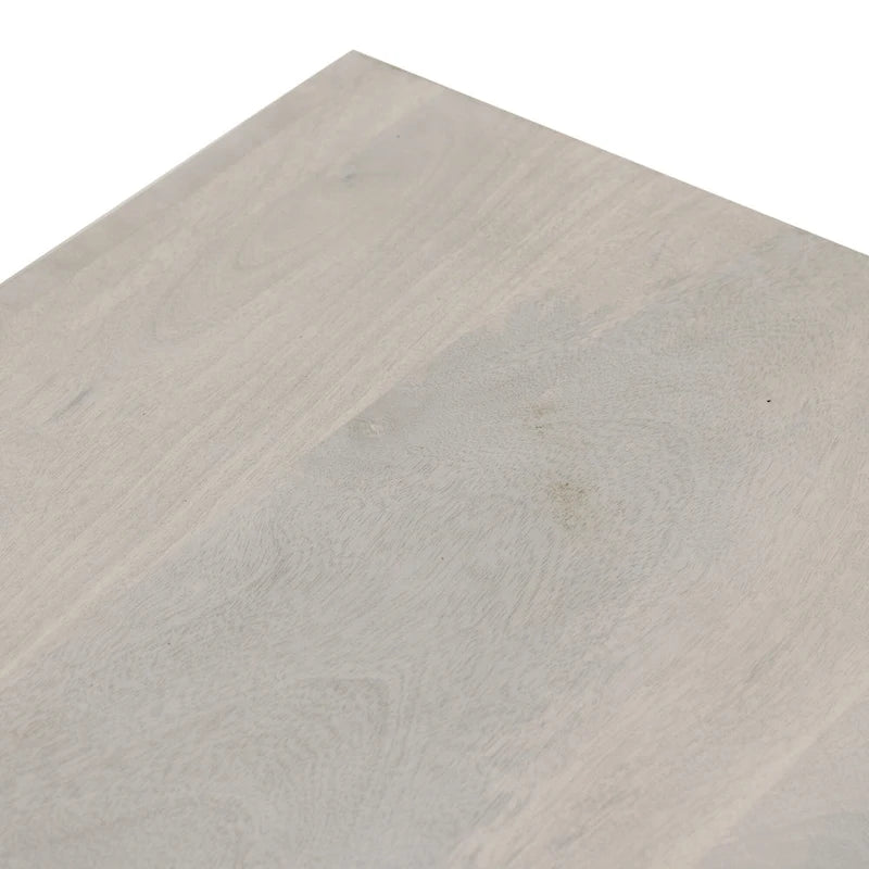 Banc de 51 pouces en bois de manguier massif, finition sable blanc, capacité de 136 kg