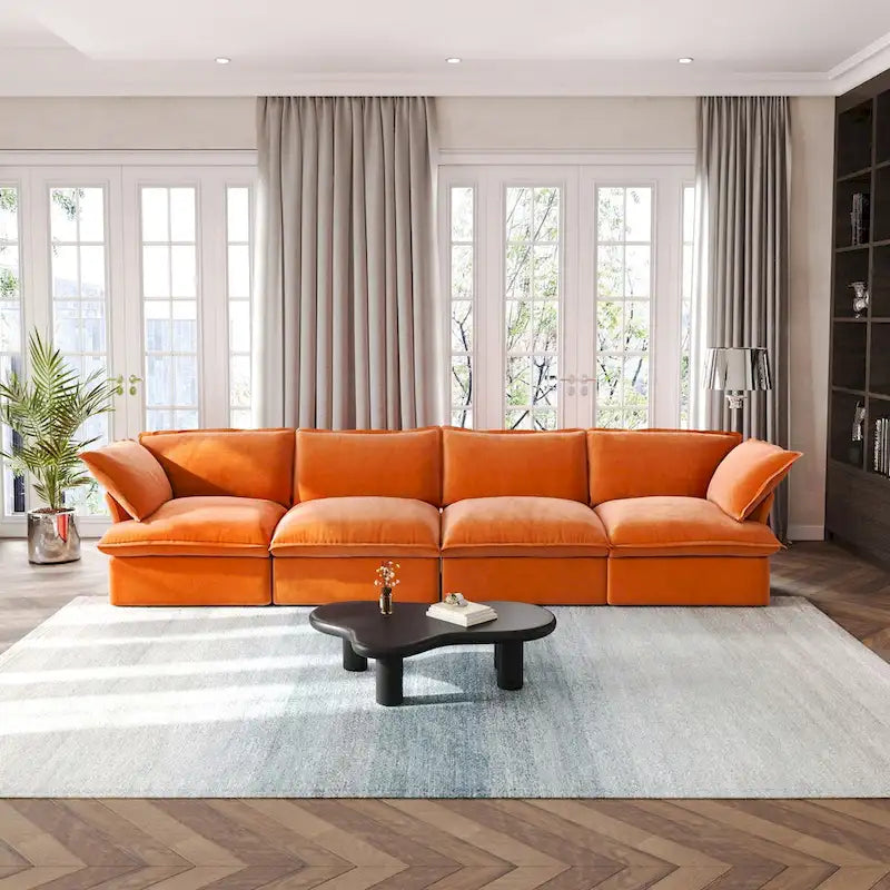 Canapé 4 places en velours de 162,98" pour salon et appartement