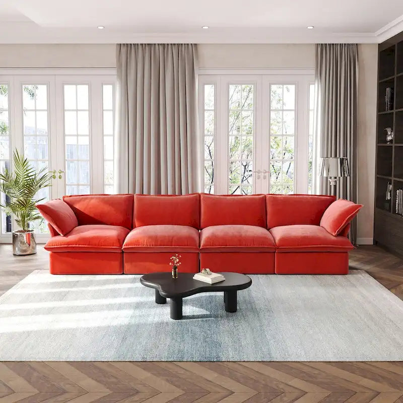Canapé 4 places en velours de 162,98" pour salon et appartement