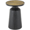 Table d'appoint en métal noir fabriquée à la main avec plateau en corde, style bohème
