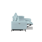 Canapé-méridienne bleu clair avec fauteuil inclinable électrique à droite